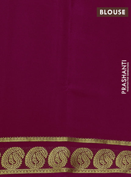 Pure mysore silk saree dark pink with plain body and paisley zari woven border