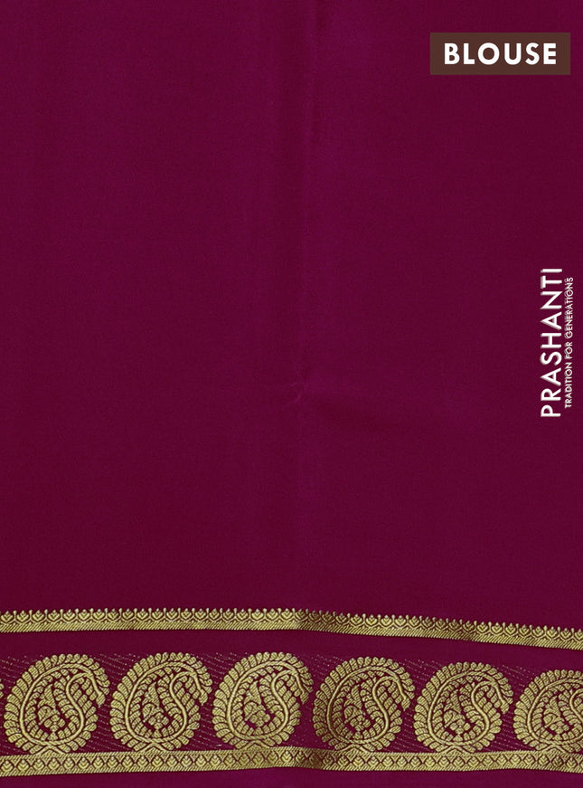 Pure mysore silk saree dark pink with plain body and paisley zari woven border