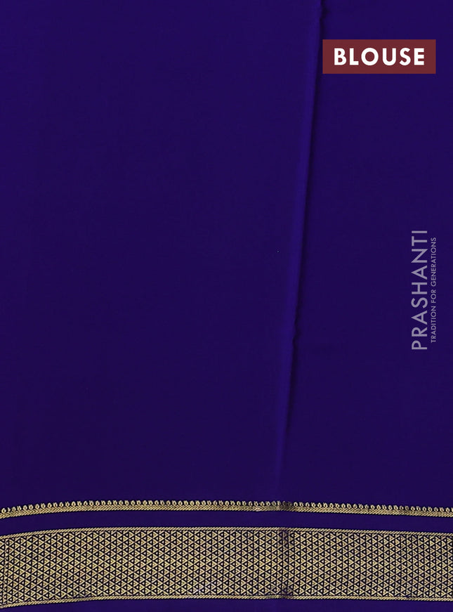 Pure mysore silk saree mauve pink and blue with plain body and zari woven border