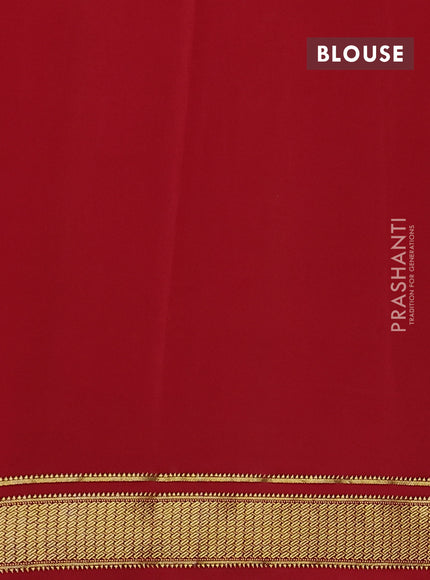 Pure mysore silk saree black and red with plain body and zari woven border