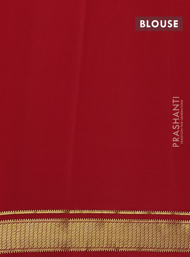 Pure mysore silk saree black and red with plain body and zari woven border