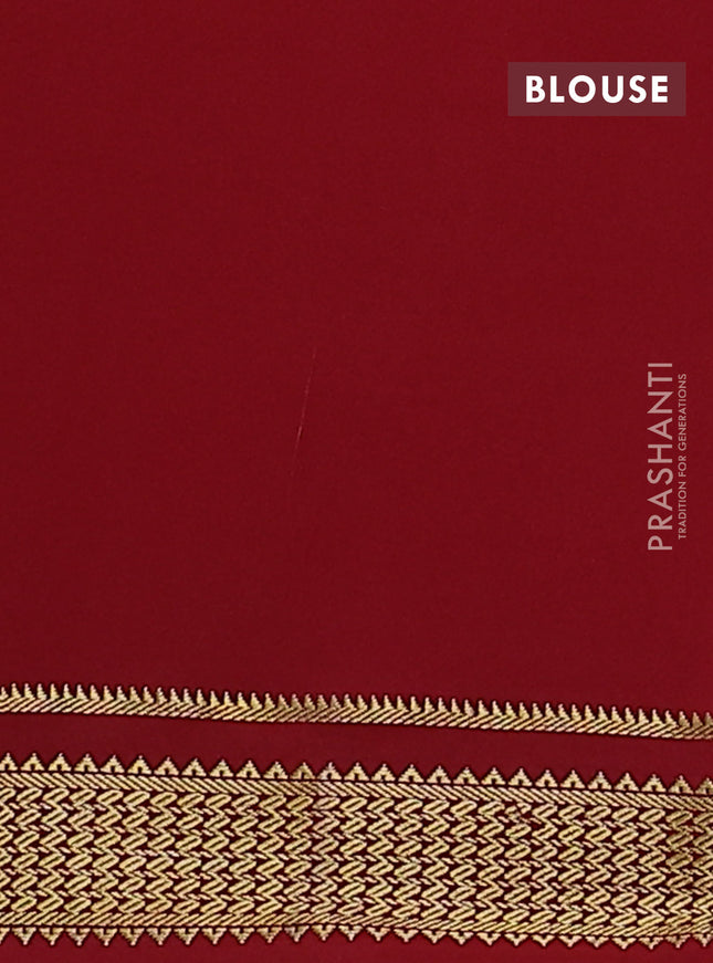 Pure mysore silk saree coffee brown and maroon with plain body and zari woven border