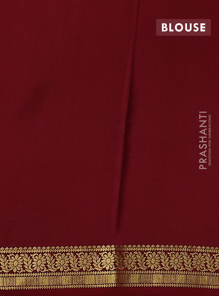 Pure mysore silk saree bottle green and maroon with allover small zari checked pattern and zari woven border