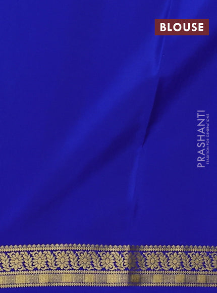 Pure mysore silk saree cs blue and royal blue with allover small zari checked pattern and zari woven border