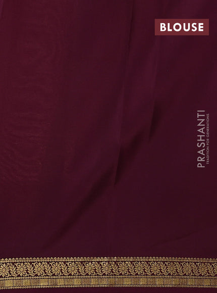 Pure mysore silk saree peach shade and wine shade with allover small zari checked pattern and zari woven border