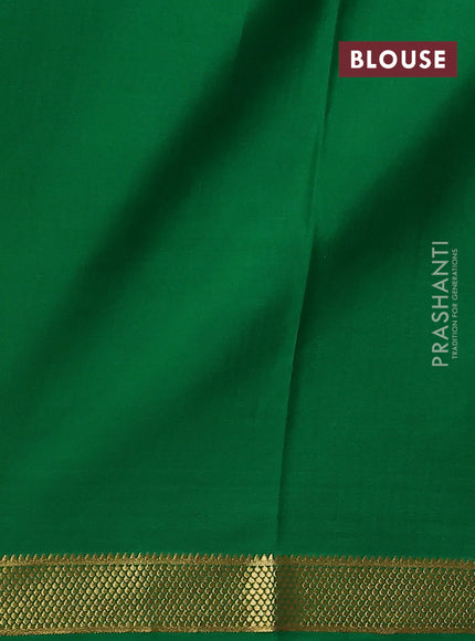 Pure mysore silk saree maroon and green with allover small zari checked pattern and zari woven border