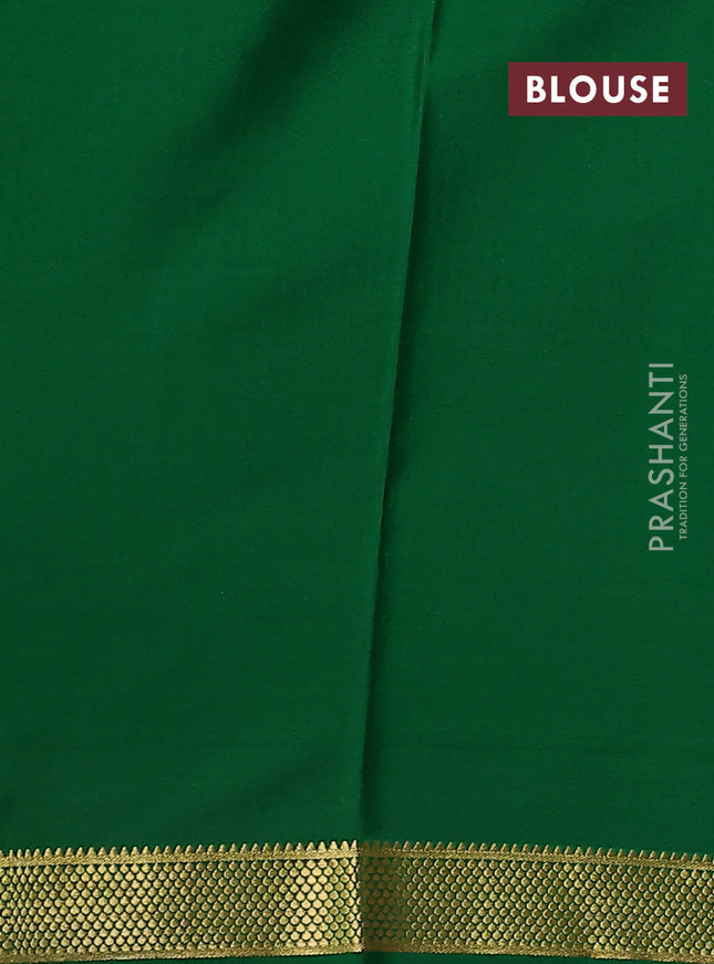 Pure mysore silk saree deep maroon and green with allover small zari checked pattern and zari woven border