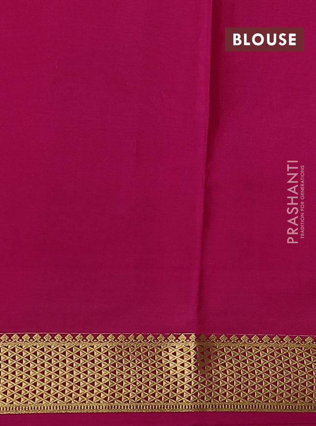 Pure mysore silk saree violet and pink with allover zari checked pattern and zari woven border