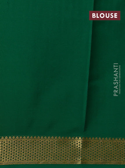 Pure mysore silk saree yellow and green with allover zari checked pattern and zari woven border
