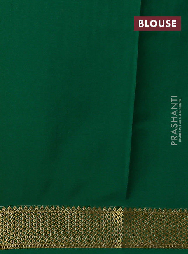 Pure mysore silk saree yellow and green with allover zari checked pattern and zari woven border