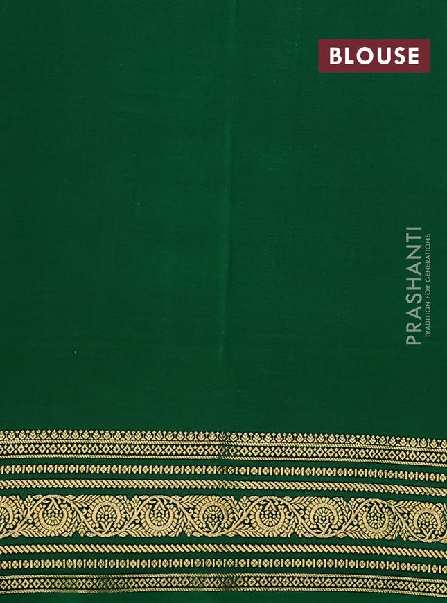 Pure mysore silk saree deep maroon and green with allover zari checks & buttas and zari woven border