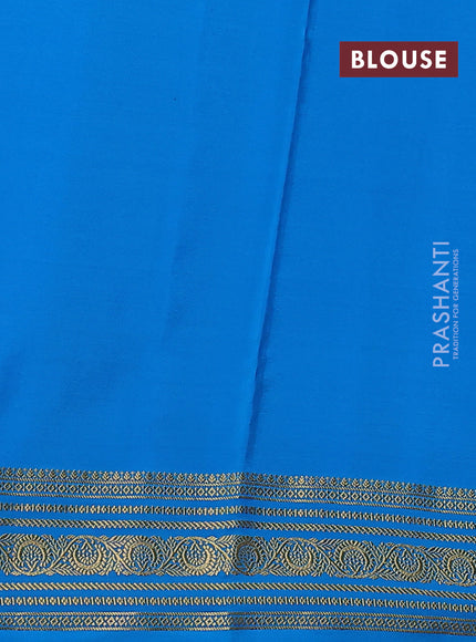 Pure mysore silk saree peach pink and cs blue with allover zari checks & buttas and zari woven border