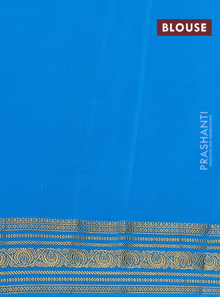 Pure mysore silk saree purple and cs blue with allover zari checks & buttas and zari woven border