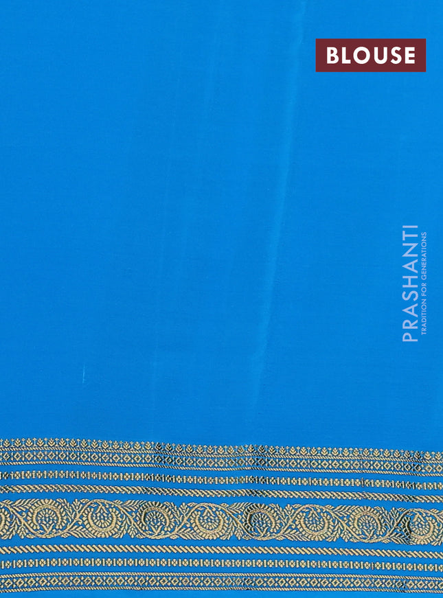 Pure mysore silk saree purple and cs blue with allover zari checks & buttas and zari woven border