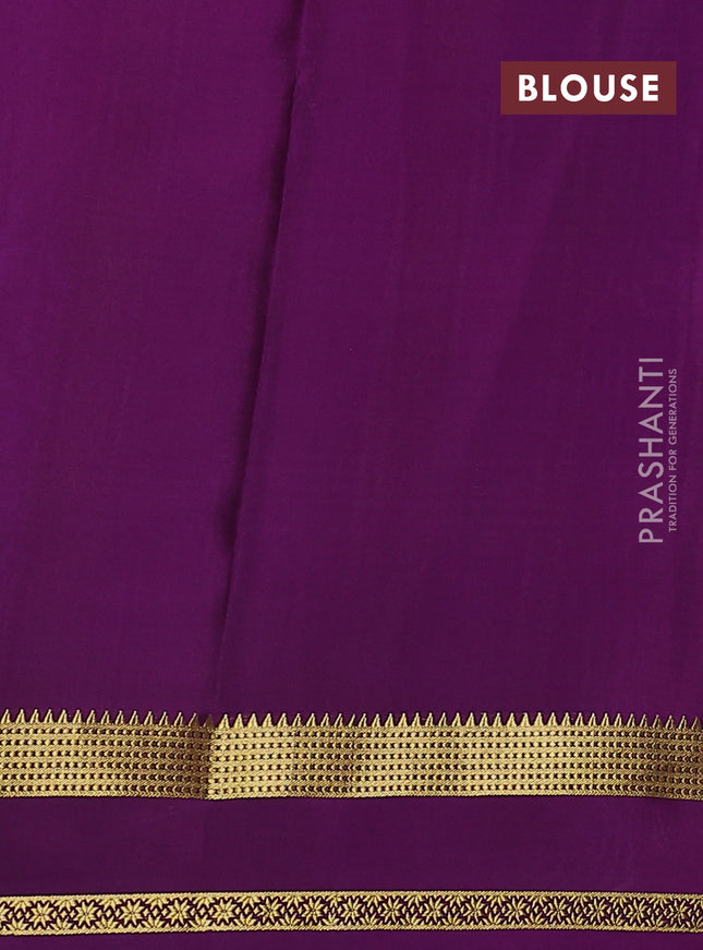 Pure mysore silk saree lavender and purple with allover zari woven checked pattern and rettapet zari woven border