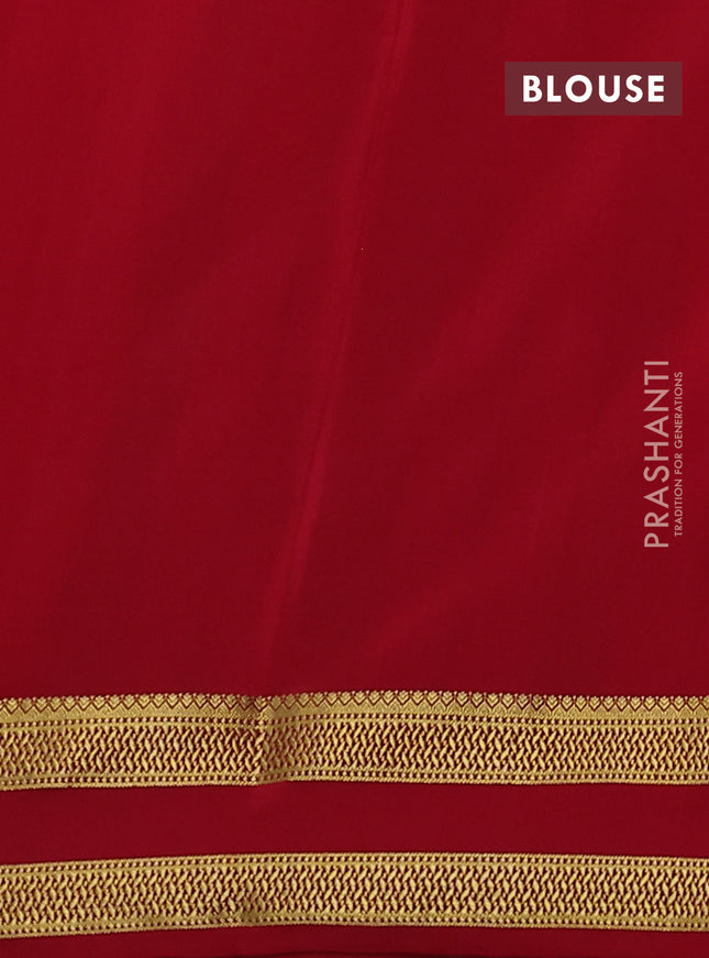 Pure mysore silk saree red with allover zari woven checked pattern and rettapet zari woven border