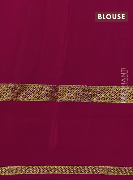 Pure mysore silk saree royal blue and magenta pink with allover small zari checked pattern and rettpet zari woven border