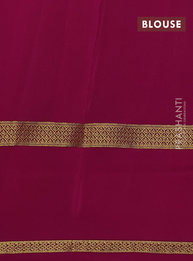 Pure mysore silk saree royal blue and magenta pink with allover small zari checked pattern and rettpet zari woven border