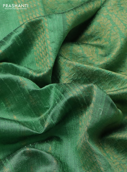 Pure dupion silk saree pastel green with zari woven buttas and floral embroidery border