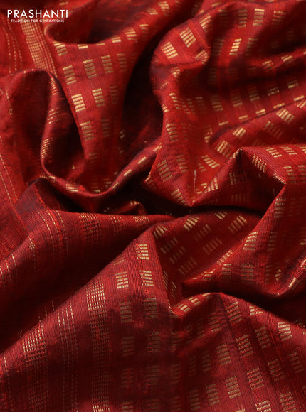 Pure dupion silk saree orange with allover zari weaves and floral embroidery border