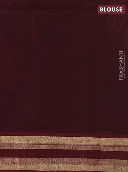 Kora silk cotton saree blue and maroon with allover zari stripes pattern and zari woven border