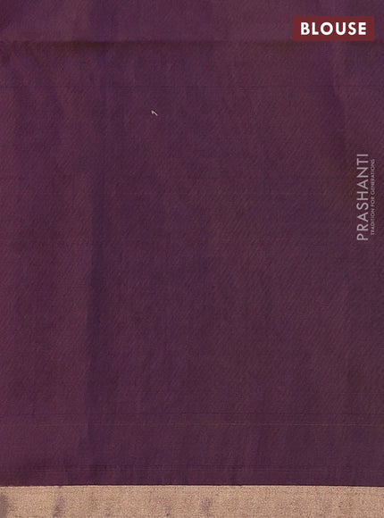 Kora silk cotton saree violet and dual shade of mustard with silver & gold zari woven buttas and zari woven border