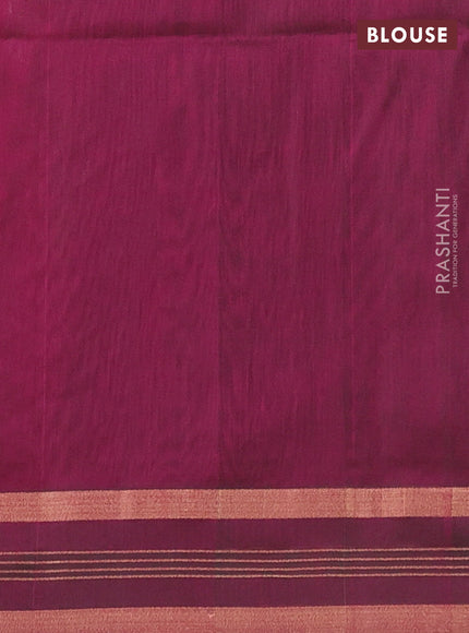 Kora silk cotton saree magenta pink with silver & gold zari woven buttas and zari woven border