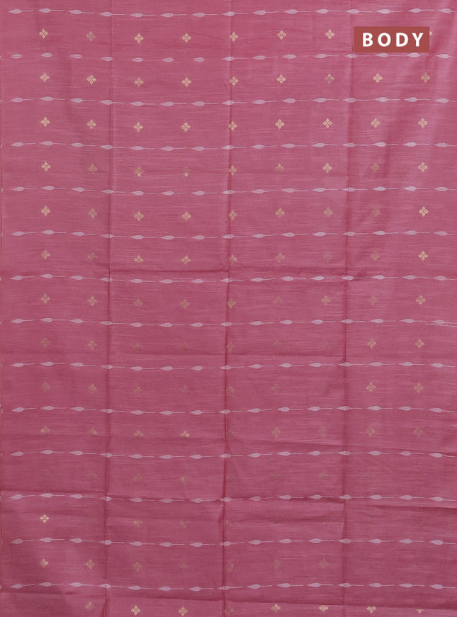 Semi bamboo saree pastel pink and grey with thread & zari woven buttas in borderless style