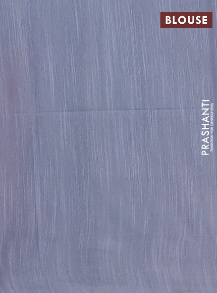 Semi bamboo saree pastel pink and grey with thread & zari woven buttas in borderless style