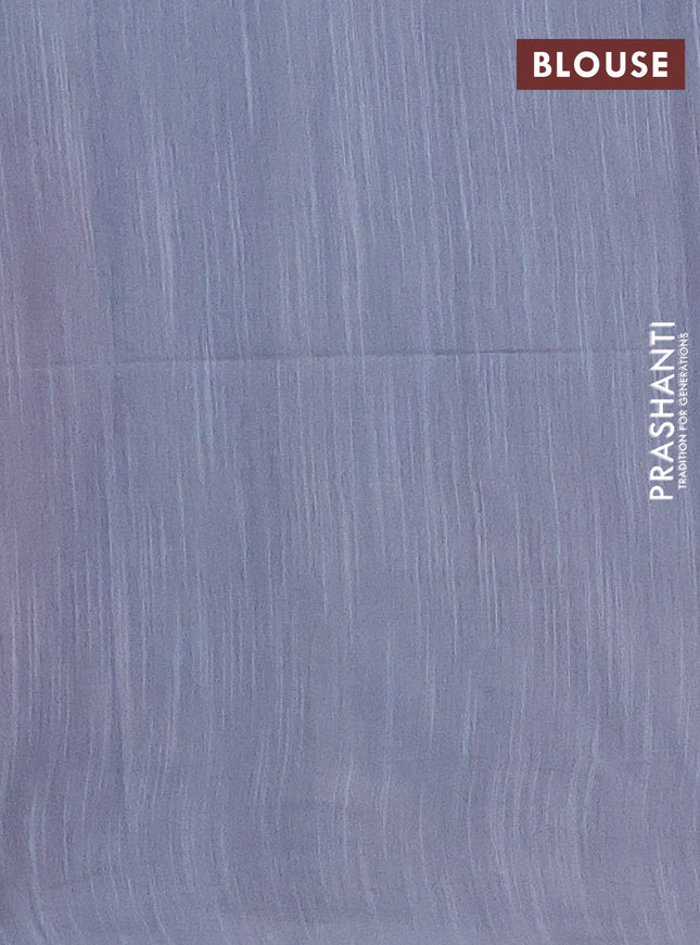 Semi bamboo saree pastel pink and grey with thread & zari woven buttas in borderless style