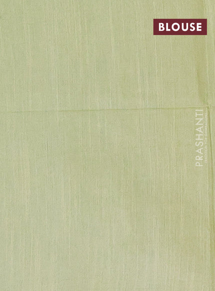 Semi bamboo saree light blue and pastel green with thread & zari woven buttas in borderless style