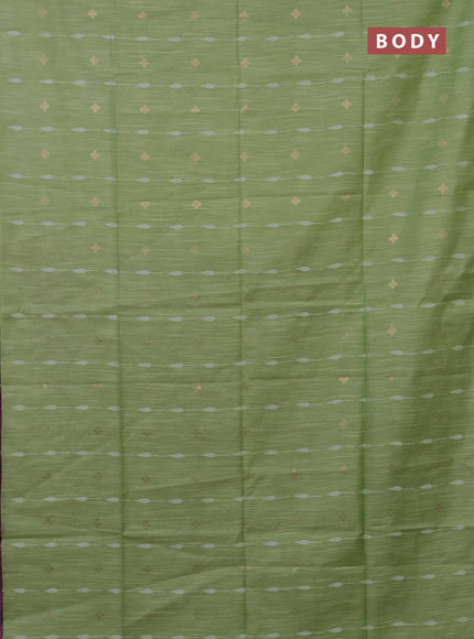 Semi bamboo saree light green and pastel maroon with thread & zari woven buttas in borderless style