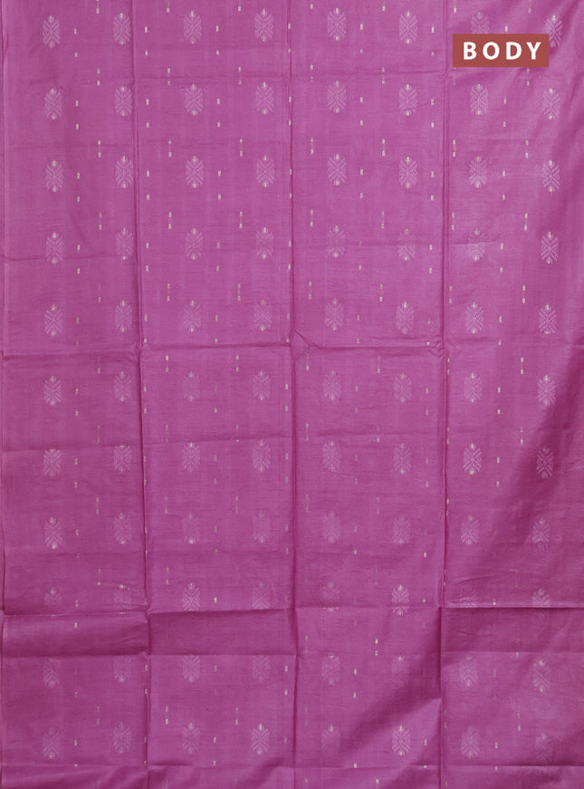 Semi bamboo saree lavender with thread & zari woven buttas in borderless style