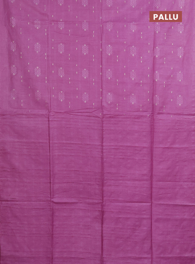 Semi bamboo saree lavender with thread & zari woven buttas in borderless style