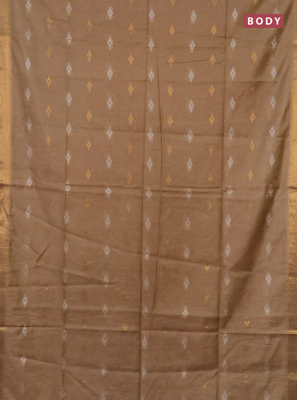 Semi bamboo saree sandal with thread & zari woven buttas and zari woven border