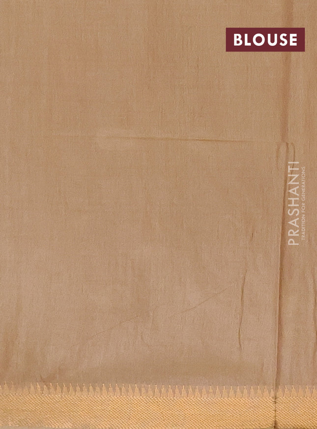 Semi bamboo saree sandal with thread & zari woven buttas and zari woven border