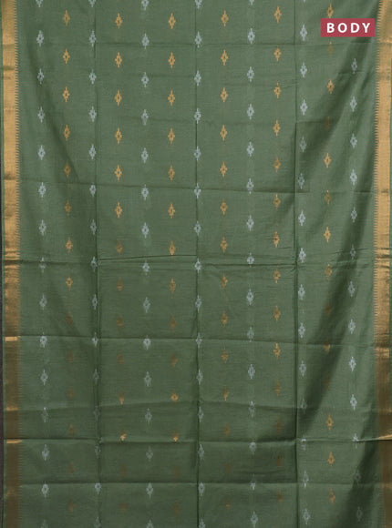 Semi bamboo saree pastel green with thread & zari woven buttas and zari woven border