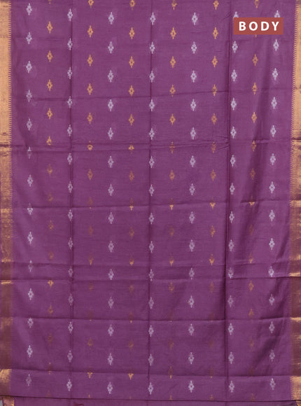 Semi bamboo saree lavender with thread & zari woven buttas and zari woven border