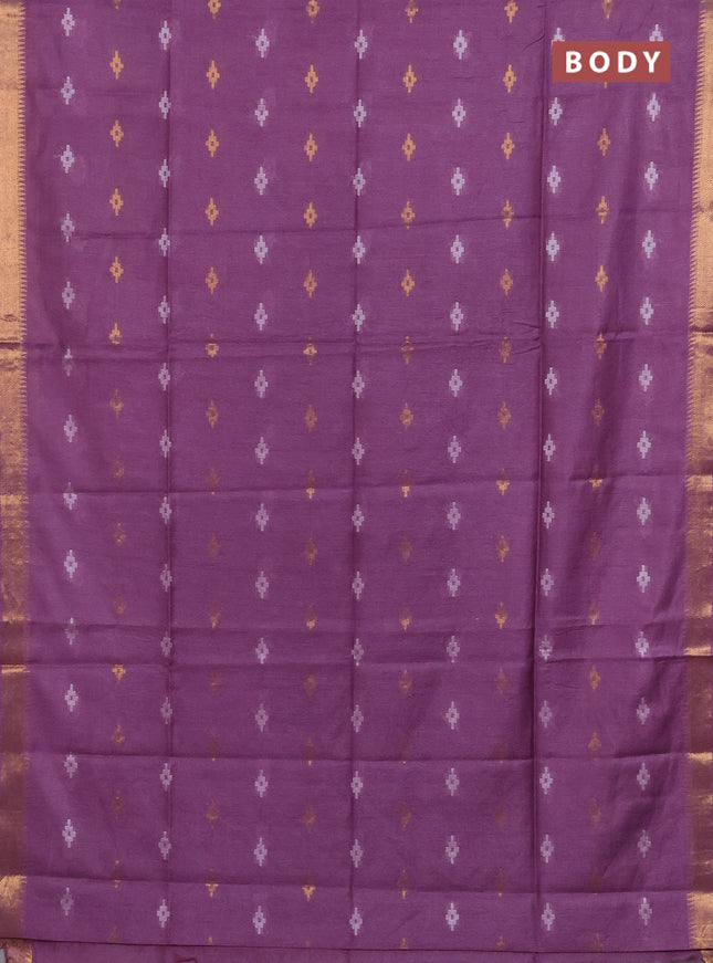 Semi bamboo saree lavender with thread & zari woven buttas and zari woven border