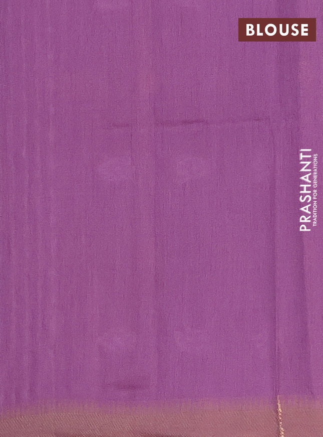 Semi bamboo saree lavender with thread & zari woven buttas and zari woven border