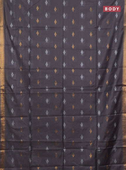 Semi bamboo saree grey with thread & zari woven buttas and zari woven border