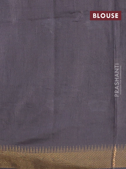 Semi bamboo saree grey with thread & zari woven buttas and zari woven border