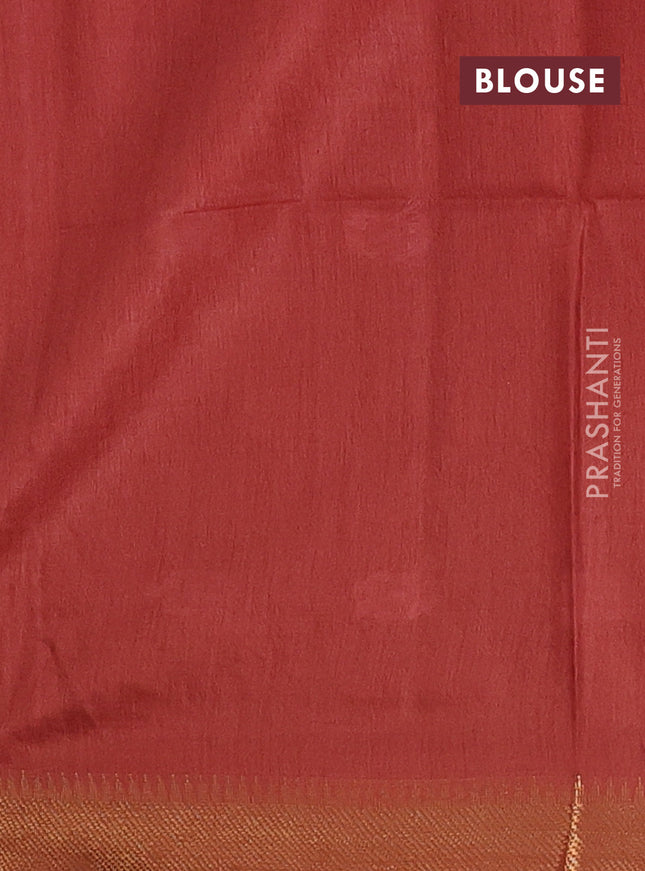 Semi bamboo saree maroon with thread & zari woven buttas and zari woven border