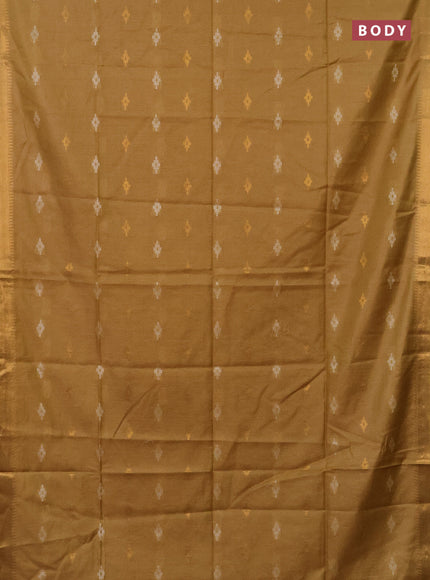 Semi bamboo saree mustard yellow with thread & zari woven buttas and zari woven border