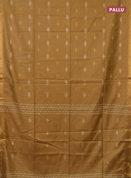 Semi bamboo saree mustard yellow with thread & zari woven buttas and zari woven border