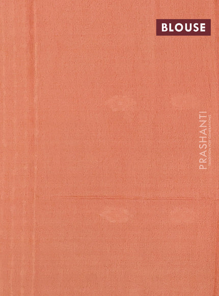 Semi bamboo saree peach orange with thread & zari woven buttas and zari woven border