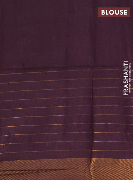 Semi bamboo saree deep wine with allover zari checked pattern and zari woven border