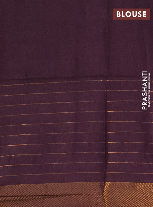 Semi bamboo saree deep wine with allover zari checked pattern and zari woven border