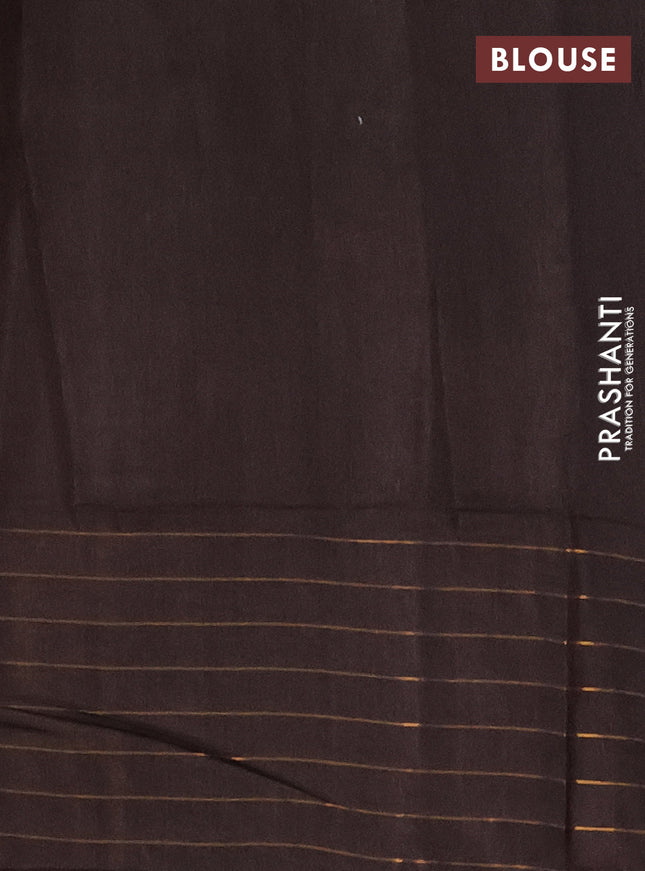 Semi bamboo saree brown with allover zari checked pattern and zari woven border