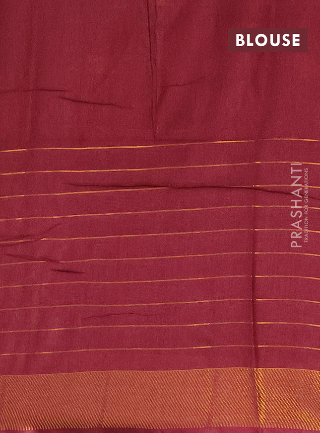 Semi bamboo saree deep maroon with allover zari checked pattern and zari woven border